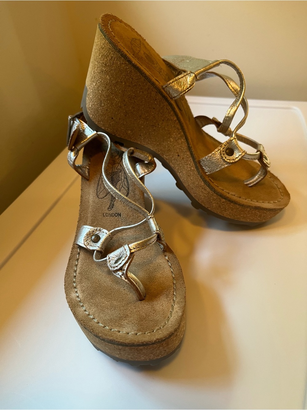 Fly London Silver Strappy Platform Sandal